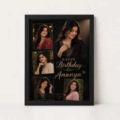 Happy Birthday Wife Photo Frame Elegant Theme | Personalized Birthday Gift Frame