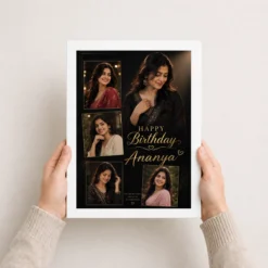 Happy Birthday Wife Photo Frame elegant theme white 3