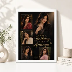 Happy Birthday Wife Photo Frame elegant theme white 4
