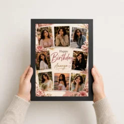 Personalized Birthday Photo Frame with Name Photo black 3