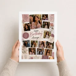 Personalized Birthday Photo Frame with Name white 3