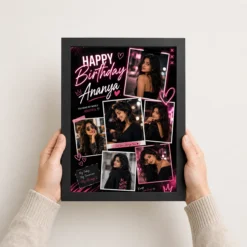 Personalized Girlfriend Birthday Photo Frame black theme black 3