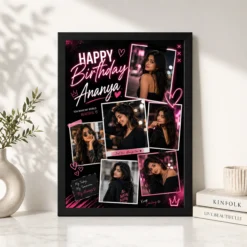Personalized Girlfriend Birthday Photo Frame black theme black 4