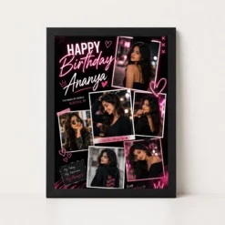 Personalized Girlfriend Birthday Photo Frame Black Theme | Personalized Birthday Gift Frame