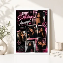 Personalized Girlfriend Birthday Photo Frame black theme white 4