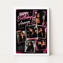 Personalized Girlfriend Birthday Photo Frame black theme white main