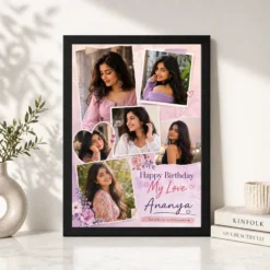 Romantic Birthday Photo Frame for Girlfriend pastel romantic black 4