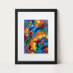 Abstract Bold Colorful Brushstrokes Vibrant Acrylic Modern Art Photo Frame