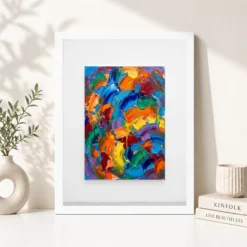 Alternative view of Abstract Bold Colorful Brushstrokes Vibrant Acrylic Modern Art Photo Frame