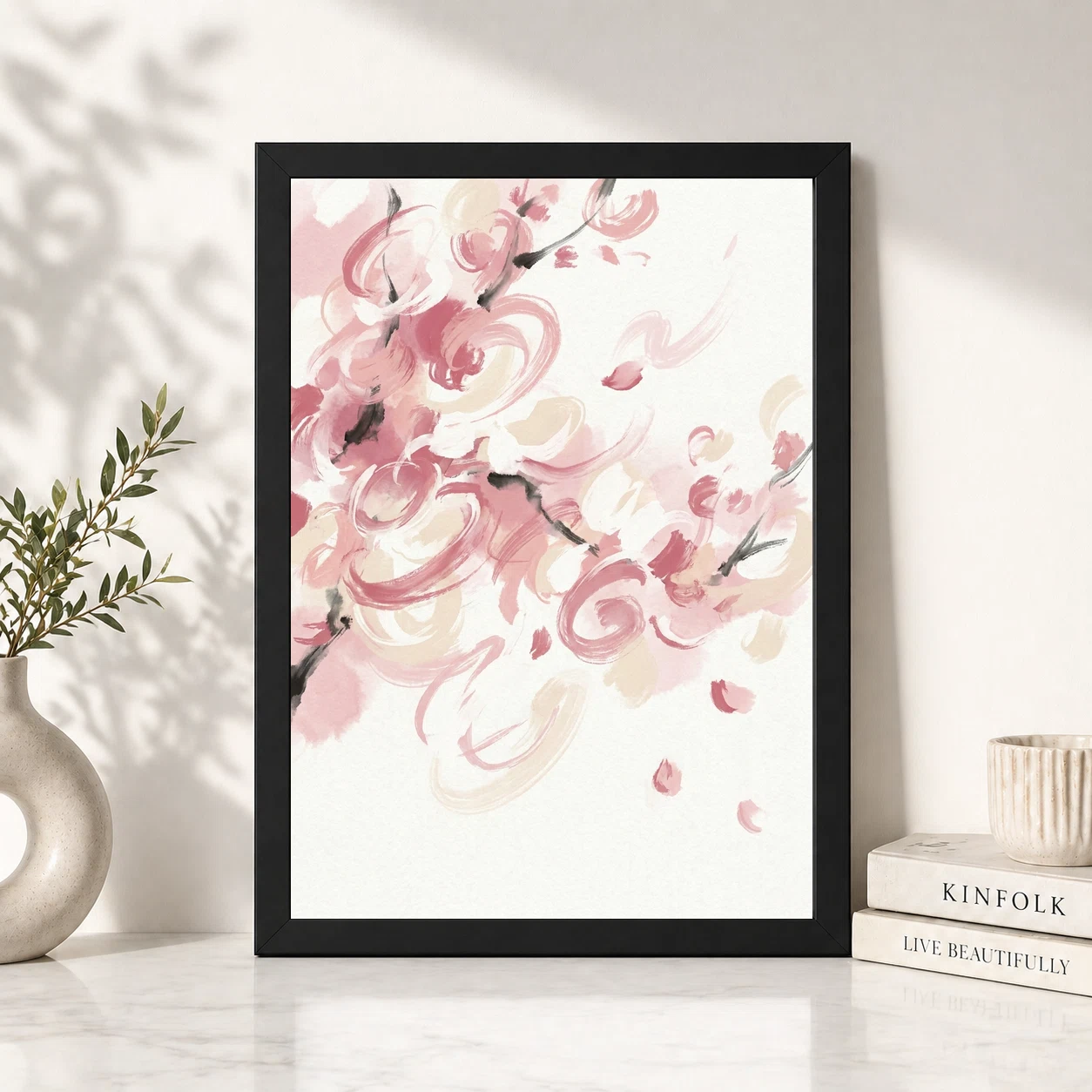 Abstract Cherry Blossom Pink White Japanese Inspired Art Photo Frame 2 Abstract Cherry Blossom Pink White Japanese Inspired Art Photo Frame - Image 2