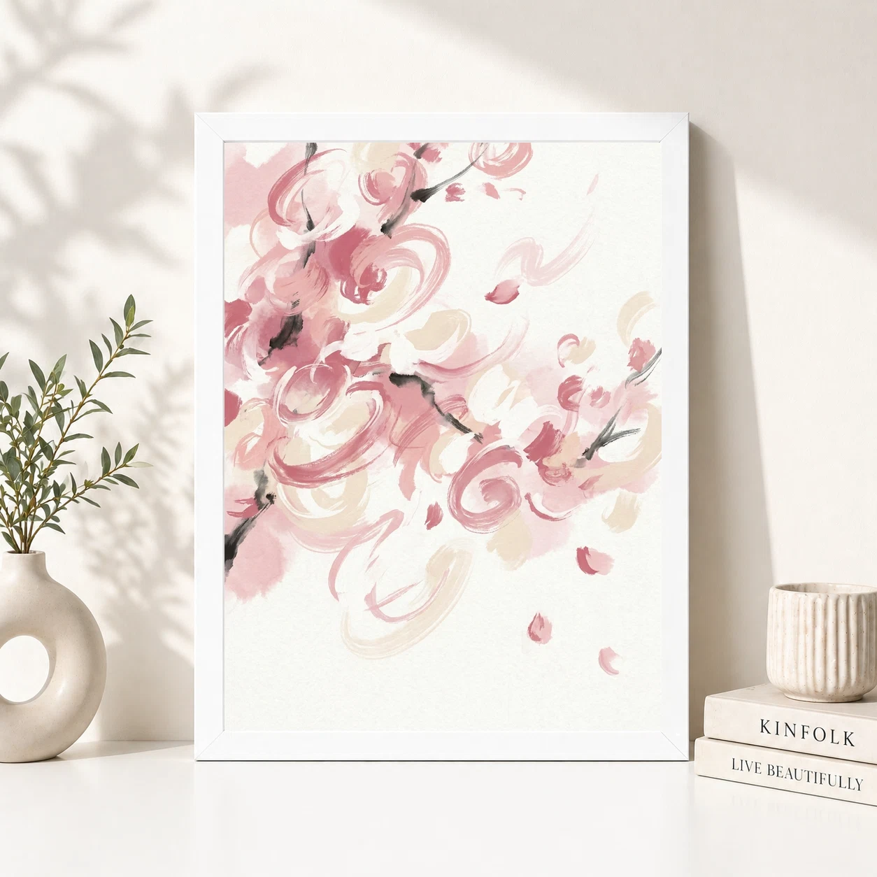 Abstract Cherry Blossom Pink White Japanese Inspired Art Photo Frame 5 Abstract Cherry Blossom Pink White Japanese Inspired Art Photo Frame - Image 5