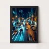 Abstract City Lights Night Impressionist Blue Gold Art Photo Frame 17 abstract city lights night impressionist blue gold art 14 black main