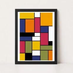 Abstract Color Blocks Mondrian Indian Modern Bold Art Photo Frame