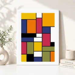 Abstract Color Blocks Mondrian Indian Modern Bold Art Photo Frame 12 abstract color blocks mondrian indian modern bold art 10 white 4