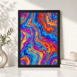 Alternative view of Abstract Fluid Pour Bright Complementary Colors Trending Art Photo Frame