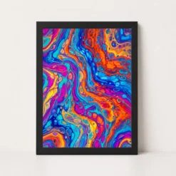 Abstract Fluid Pour Bright Complementary Colors Trending Art Photo Frame