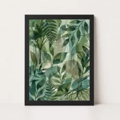 Abstract Forest Greens Botanical Contemporary Calming Art Photo Frame