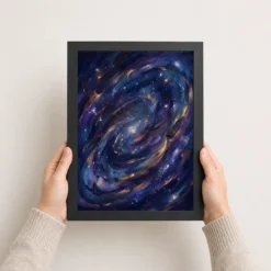 abstract galaxy deep space purple blue gold cosmic art 11 black 3