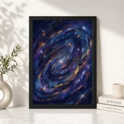 Alternative view of Abstract Galaxy Deep Space Purple Blue Gold Cosmic Art Photo Frame