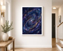 abstract galaxy deep space purple blue gold cosmic art 11 white 2