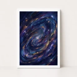 abstract galaxy deep space purple blue gold cosmic art 11 white main