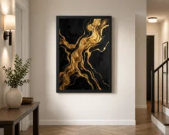Abstract Gold Black Luxury Gold Leaf Dark Canvas Premium Art Photo Frame 14 abstract gold black luxury gold leaf dark canvas premium art 03 black 2
