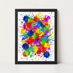 Abstract Indian Festival Holi Colors Joyful Splatter Art Photo Frame