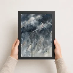 Abstract Monsoon Dark Blues Greys Silver Rain Storm Art Photo Frame 11 abstract monsoon dark blues greys silver rain storm art 07 black 3