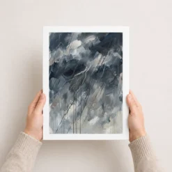 Abstract Monsoon Dark Blues Greys Silver Rain Storm Art Photo Frame 15 abstract monsoon dark blues greys silver rain storm art 07 white 3