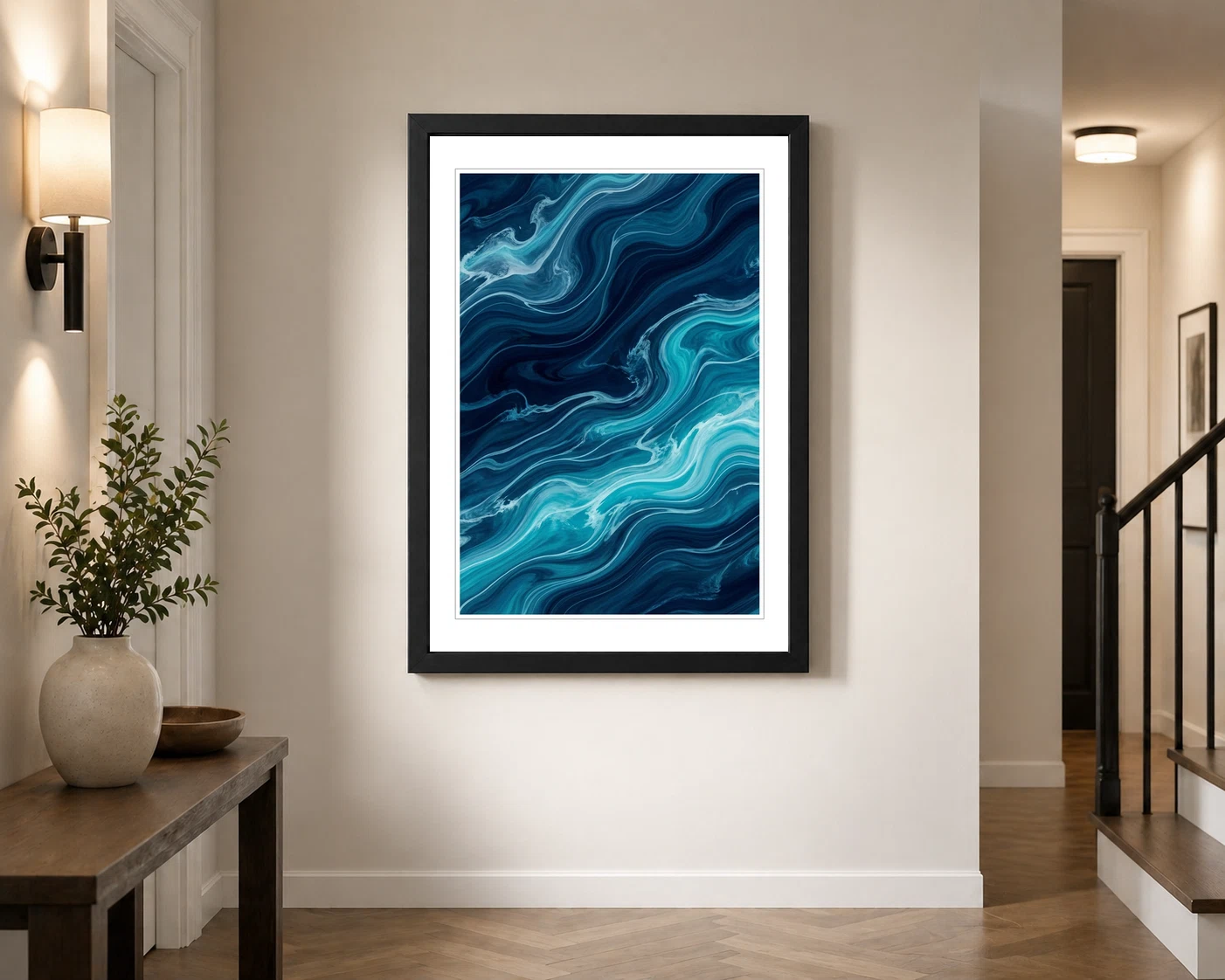 Abstract Ocean Waves Midnight Blue Turquoise Flowing Art Photo Frame 7 Abstract Ocean Waves Midnight Blue Turquoise Flowing Art Photo Frame - Image 7