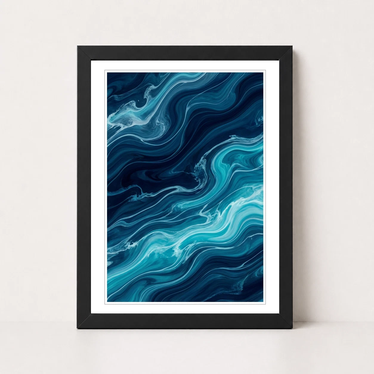 Abstract Ocean Waves Midnight Blue Turquoise Flowing Art Photo Frame 1 Abstract Ocean Waves Midnight Blue Turquoise Flowing Art Photo Frame