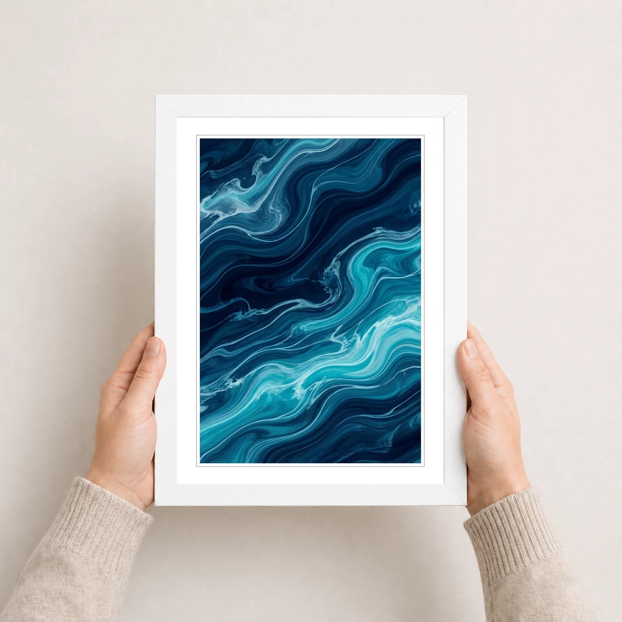 Abstract Ocean Waves Midnight Blue Turquoise Flowing Art Photo Frame 5 Abstract Ocean Waves Midnight Blue Turquoise Flowing Art Photo Frame - Image 5