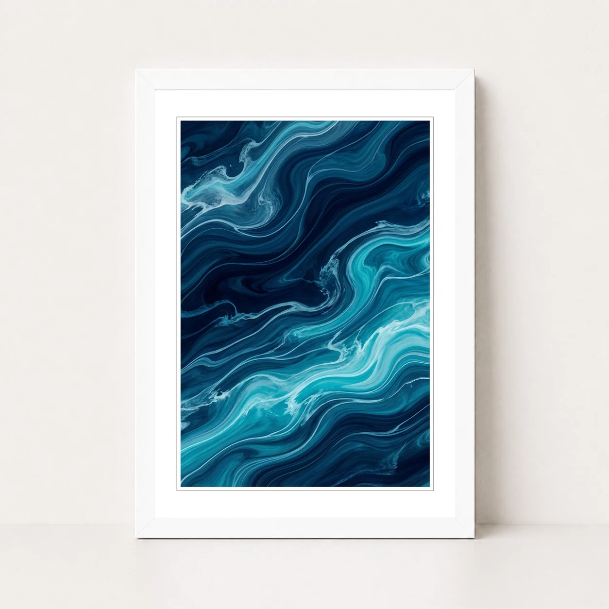 Abstract Ocean Waves Midnight Blue Turquoise Flowing Art Photo Frame 3 Abstract Ocean Waves Midnight Blue Turquoise Flowing Art Photo Frame - Image 3
