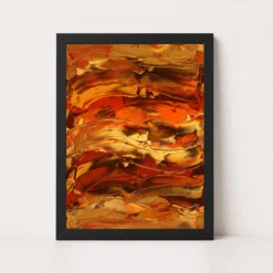 Abstract Sunset Orange Red Gold Layers Expressionism Art Photo Frame