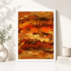 abstract sunset orange red gold layers expressionism art 05 white 4