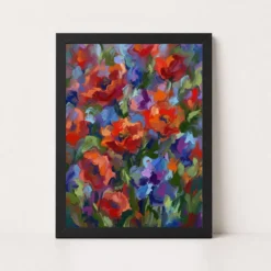 Abstract Vibrant Florals Impressionist Brushwork Garden Art Photo Frame