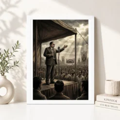 Alternative view of Ambedkar Addressing Crowd Social Justice Speech Dramatic Art Photo Frame