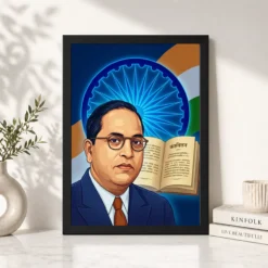 Alternative view of Ambedkar Ashoka Chakra Constitution Blue Saffron Patriotic Art Photo Frame