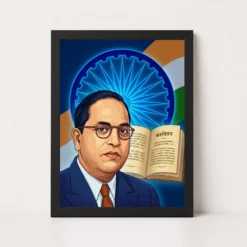 Ambedkar Ashoka Chakra Constitution Blue Saffron Patriotic Art Photo Frame