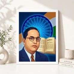 Ambedkar Ashoka Chakra Constitution Blue Saffron Patriotic Art Photo Frame 12 ambedkar ashoka chakra constitution blue saffron patriotic art 05 white 4