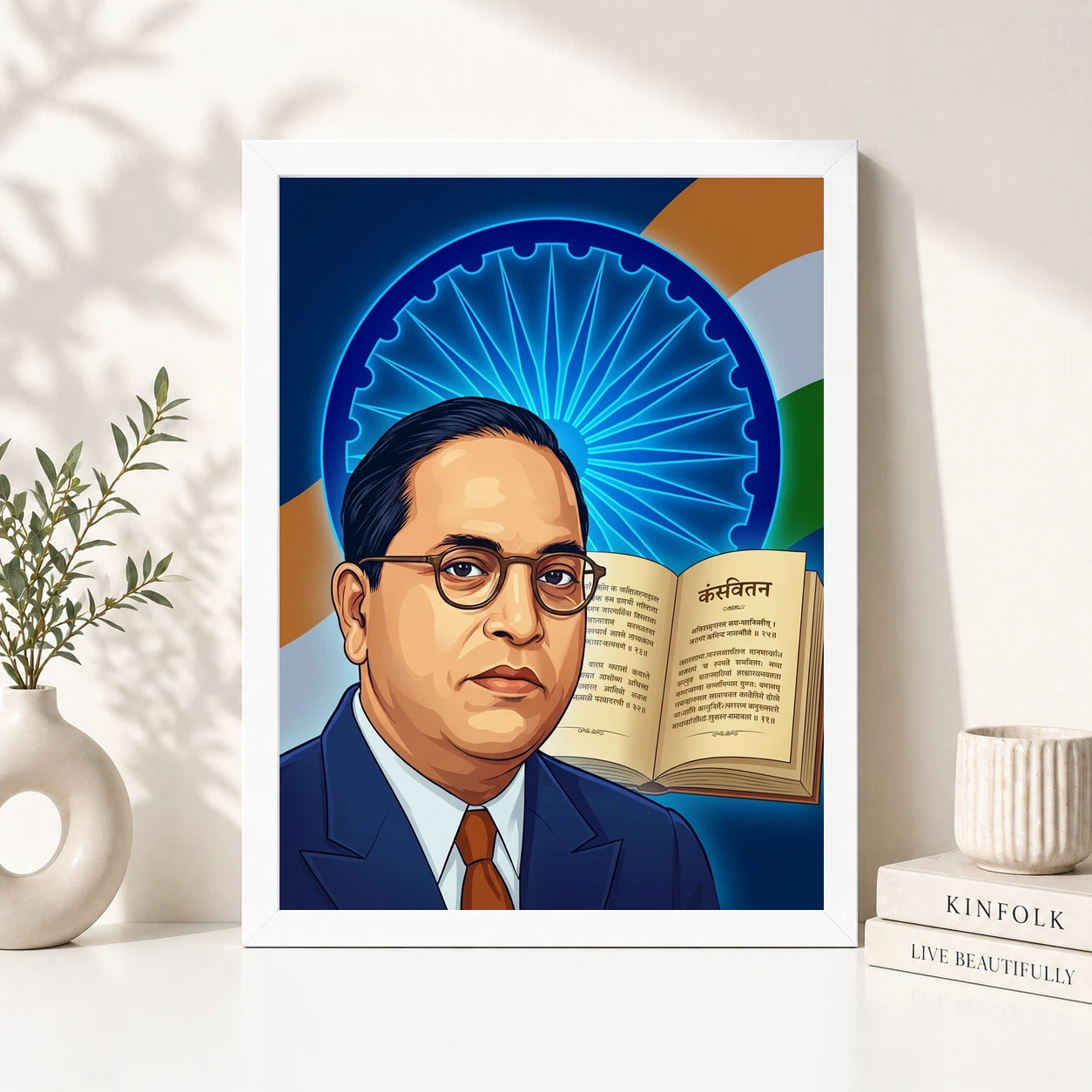 Ambedkar Ashoka Chakra Constitution Blue Saffron Patriotic Art Photo Frame 5 Ambedkar Ashoka Chakra Constitution Blue Saffron Patriotic Art Photo Frame - Image 5