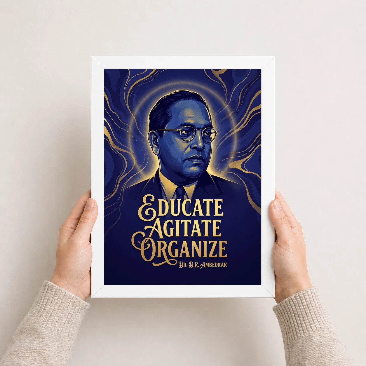 Ambedkar Educate Agitate Organize Quote Blue Gold Poster Art Photo Frame 8 Ambedkar Educate Agitate Organize Quote Blue Gold Poster Art Photo Frame - Image 8