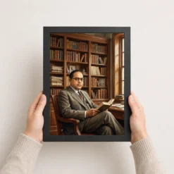 ambedkar portrait bookshelf scholar statesman detailed art 08 black 3