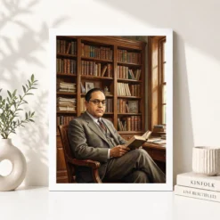 Alternative view of Ambedkar Portrait Bookshelf Scholar Statesman Detailed Art Photo Frame