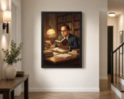 Ambedkar Reading Law Books Scholar Lamp Light Intellectual Art Photo Frame 10 ambedkar reading law books scholar lamp light intellectual art 02 black 2