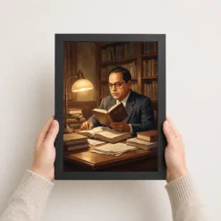 Ambedkar Reading Law Books Scholar Lamp Light Intellectual Art Photo Frame 11 ambedkar reading law books scholar lamp light intellectual art 02 black 3