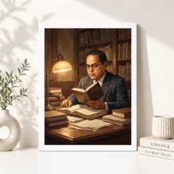 Ambedkar Reading Law Books Scholar Lamp Light Intellectual Art Photo Frame 12 ambedkar reading law books scholar lamp light intellectual art 02 white 4