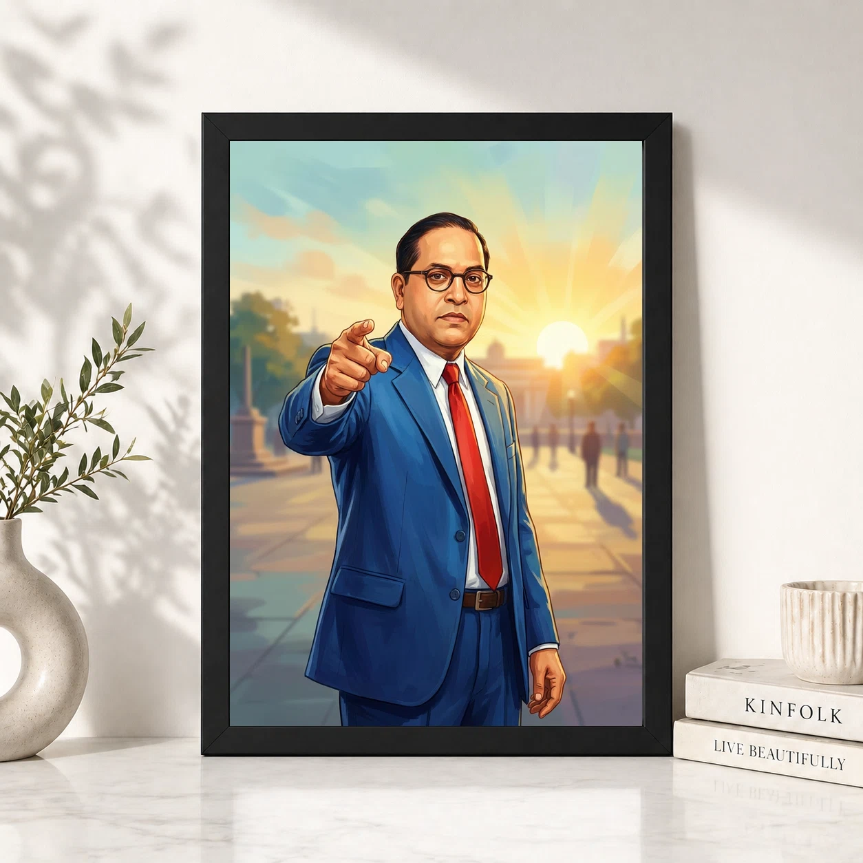 Ambedkar Statue Blue Suit Pointing Motivational Poster Art Photo Frame 6 Ambedkar Statue Blue Suit Pointing Motivational Poster Art Photo Frame - Image 6