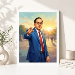 Alternative view of Ambedkar Statue Blue Suit Pointing Motivational Poster Art Photo Frame