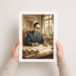 Ambedkar Writing Constitution Historic Moment Blue Gold Art Photo Frame 15 ambedkar writing constitution historic moment blue gold art 03 white 3